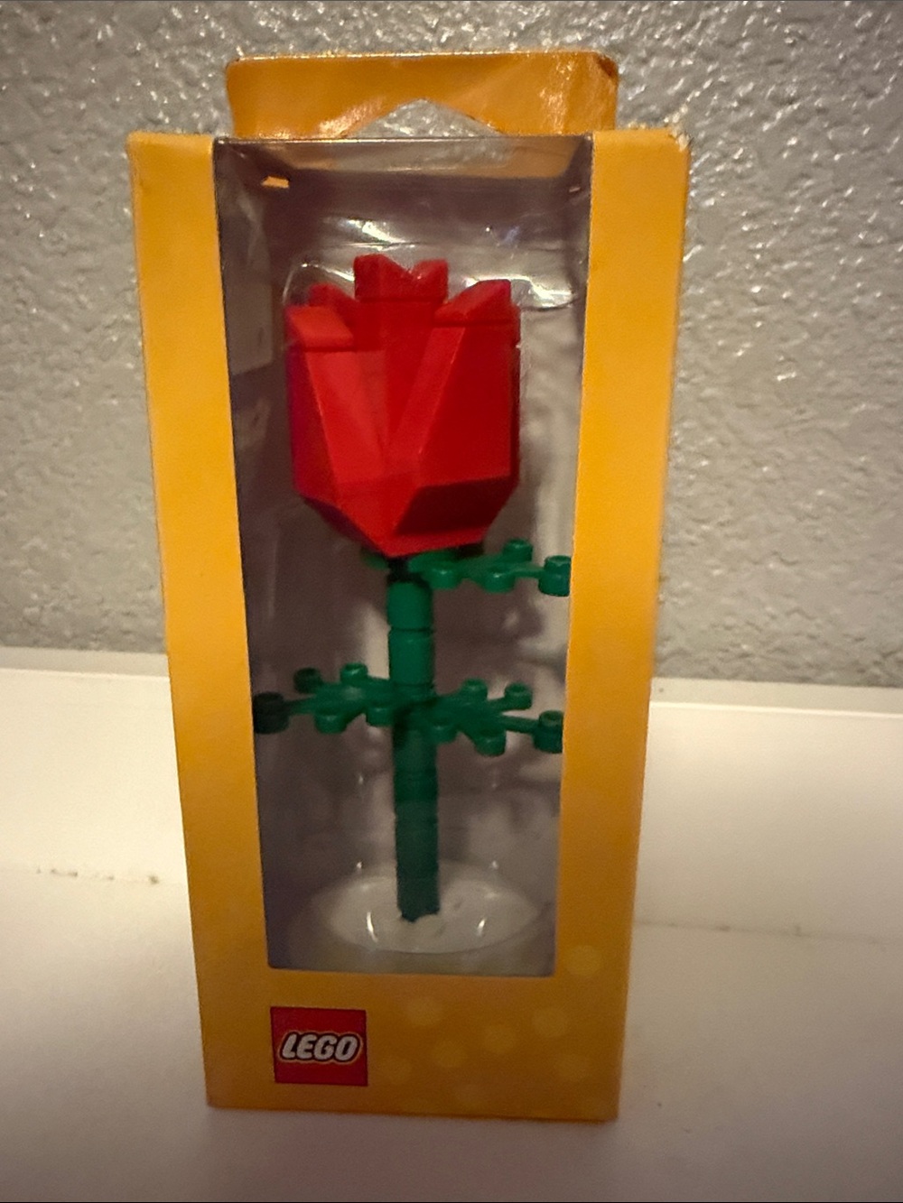 Lego Red Tulip with Green Stem in Yellow Box